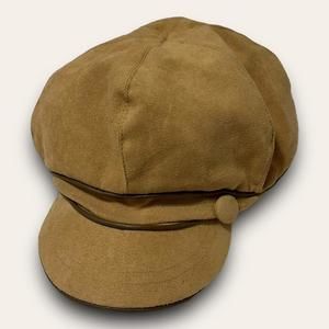 Y2K Faux Suede Newsboy Cap Women’s Plush Button